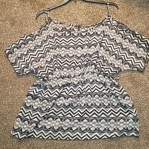 Sheer cold shoulder blouse